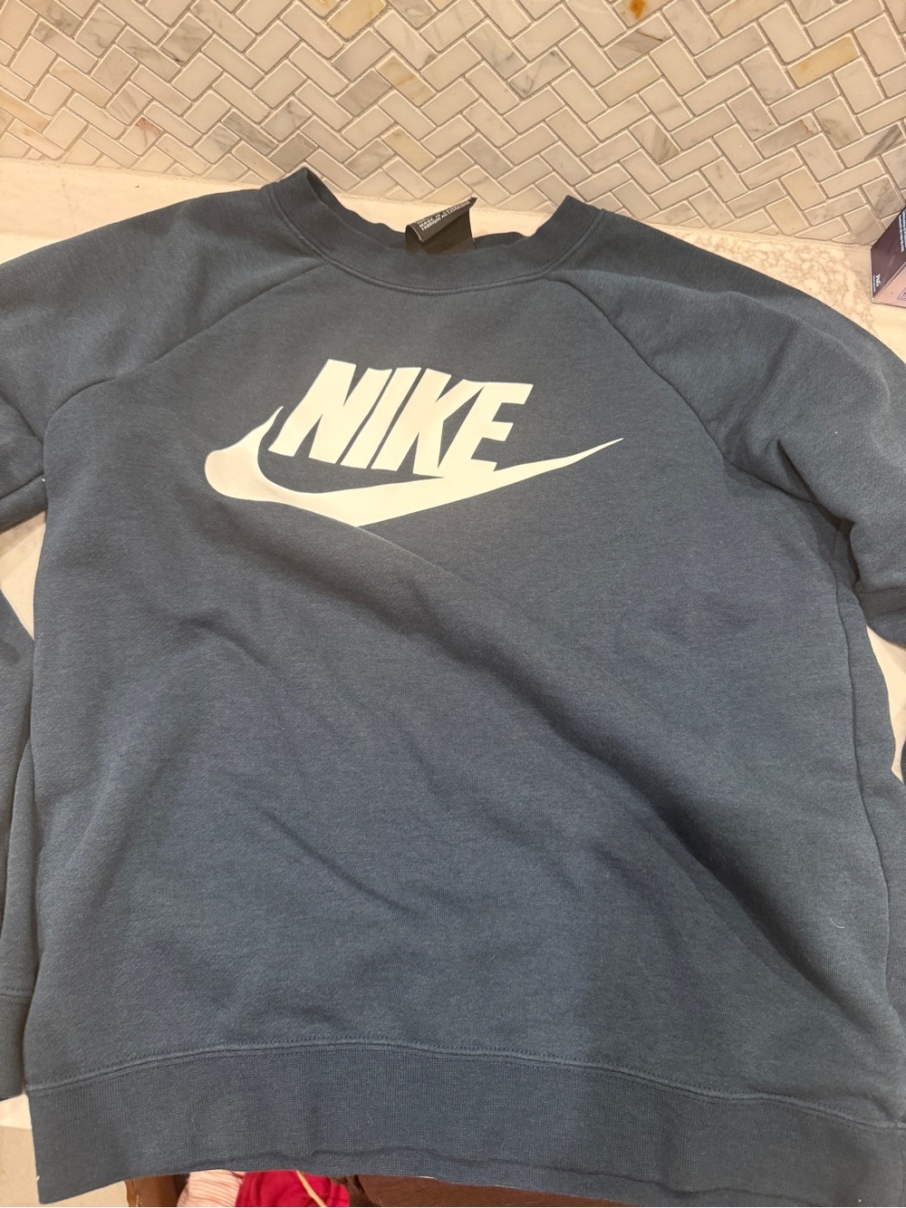 Nike Dark Blue Crewneck Sweatshirt with White Swoosh